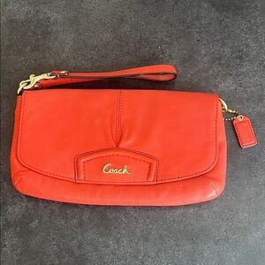 Coach Leather Clutch in Persimmon